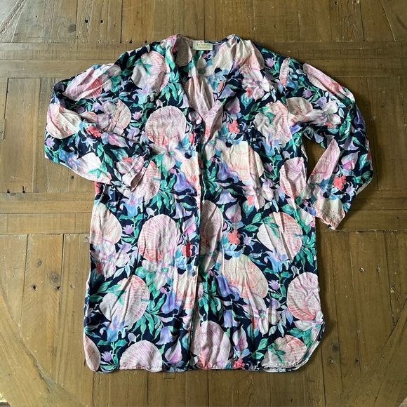 VICTORIA'S SECRET Gold Label Medium Shirt Night Gown Lingerie Floral Shell 90’s - Picture 1 of 7